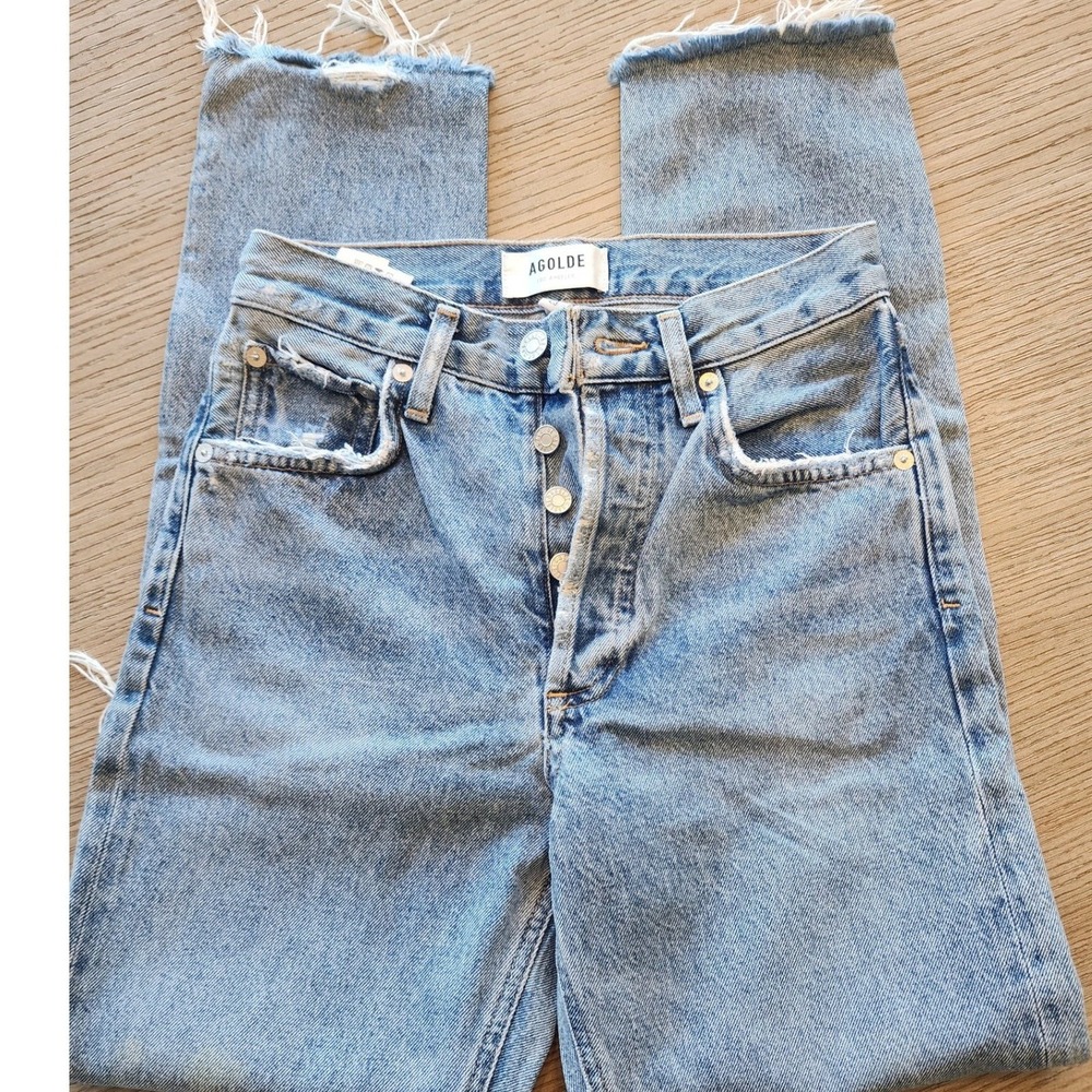 🔥ANTHRO AGOLDE 90s Pinch Waist Distressed High Rise Jeans. 23 Gritty Boho Y2K